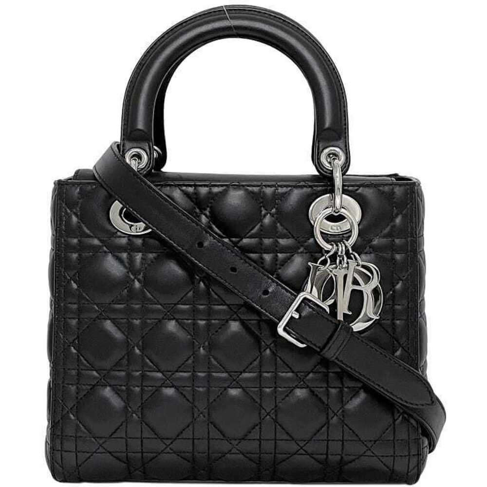 Christian Dior Bag Lady Black Cannage Handbag Leather Lambskin Logo Quilted